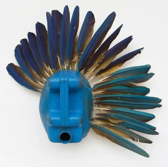 Romuald Hazoumè, Autlan de Navarro, 2024/25, found objects, 50 x 60 x 18 cm.