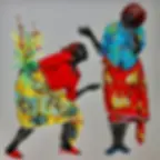 Eddy Kamuanga Ilunga, Displacing the Living, 2025, acrylic and oil on canvas, 150 x 150 cm