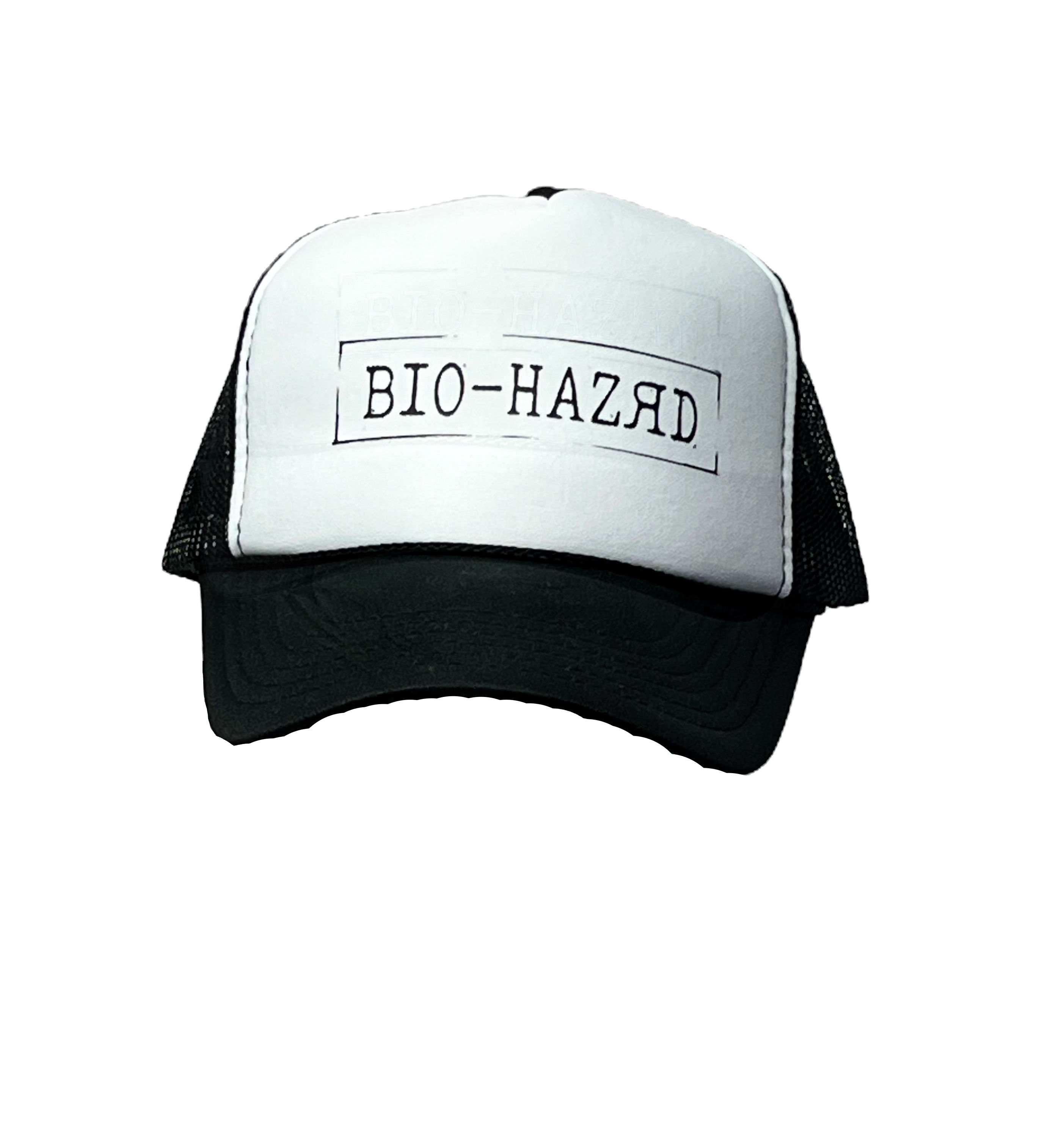 White & Black Bio-Hazrd Logo Trucker Hat
