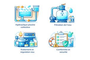 Piscines privées à usage collectif : hydraulique, filtration et traitement de l’eau