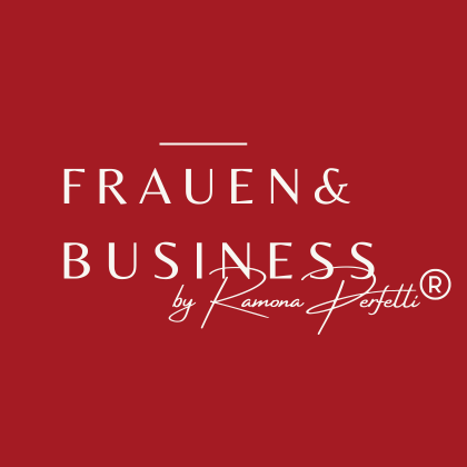 FRAUEN&BUSINESS by Ramona Pufahl logo on a red background, DAS NETZWERK von Frauen&Business