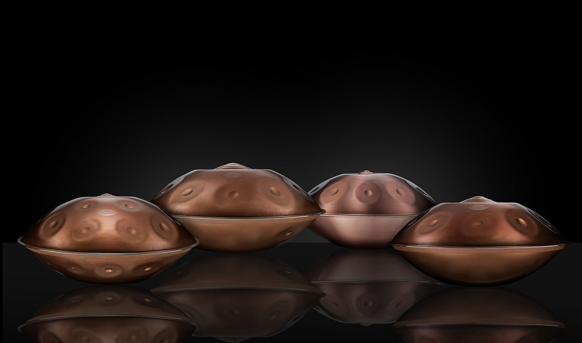 Four Meridian Handpans in stainless steel