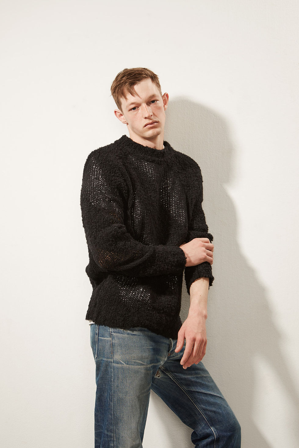 Thumbnail: diagonal intarsia striped 2 yarn sweater