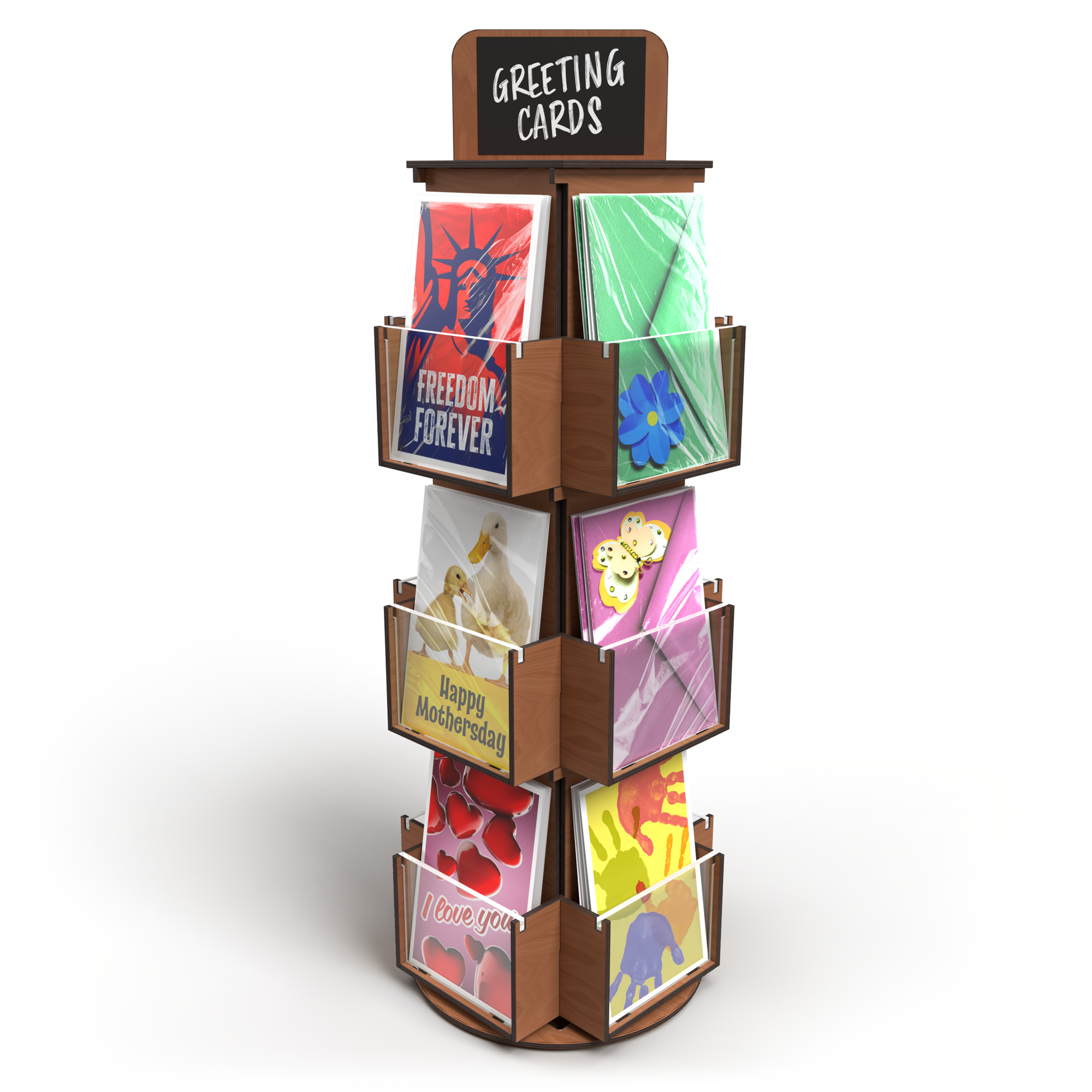 Rotating Greeting Card Display Brown