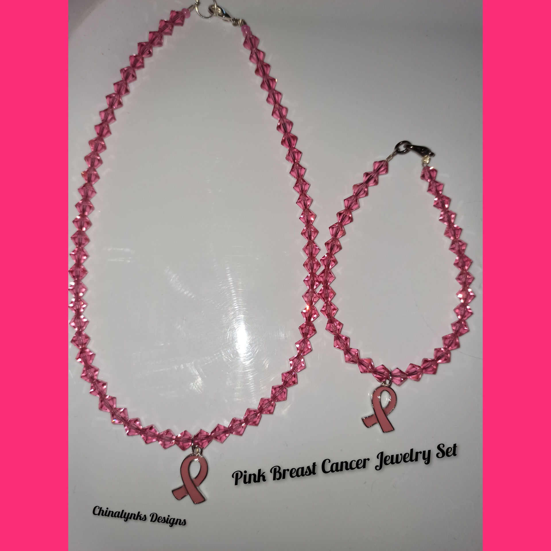 PINK BREAST CANCER JEWELRY SET