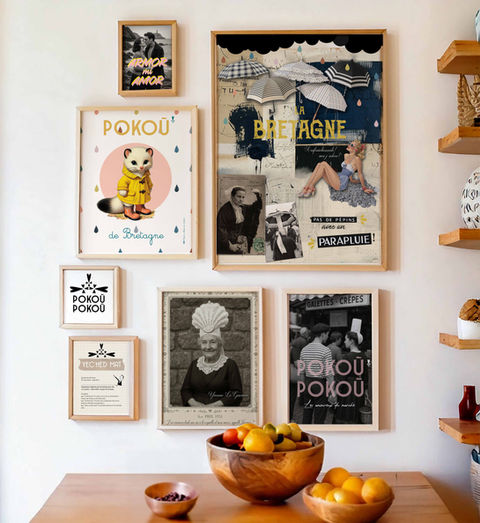 Affiches décoratives artisanales de la marque Pokoù Pokoù. Fabriquées en Bretagne.