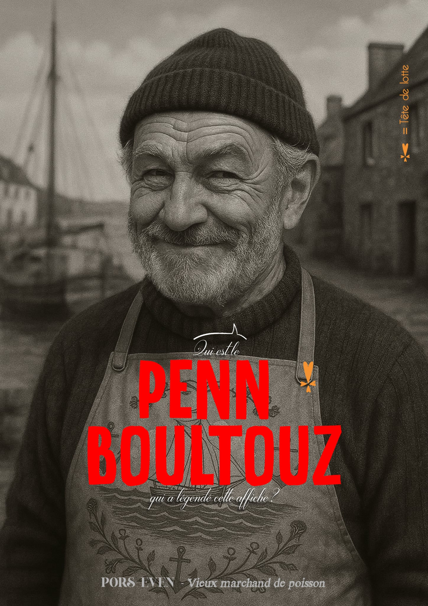 Affiche humoristique Bretagne marque Pokoù Pokoù - tête de lotte insulte en breton - décoration drôle