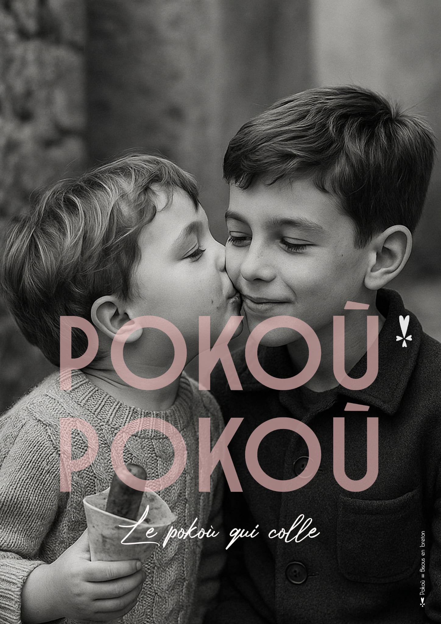 Affiche Le pokoù qui colle- souvenir enfance Bretagne - artisanat breton Pokoù Pokoù déco murale vintage et rétro