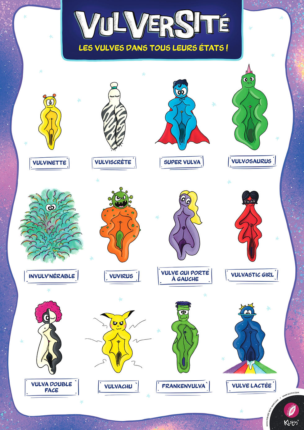 Miniature : Poster éducatif en santé sexuelle sur la diversité des vulves, produit seul