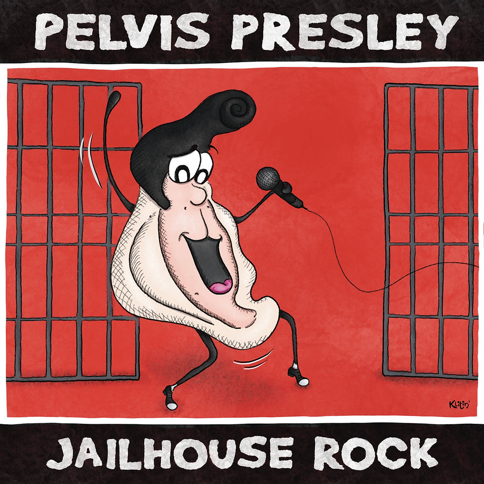Miniature : Carte postale Pelvis Presley,  détournement de la pochette d'album Jailhouse