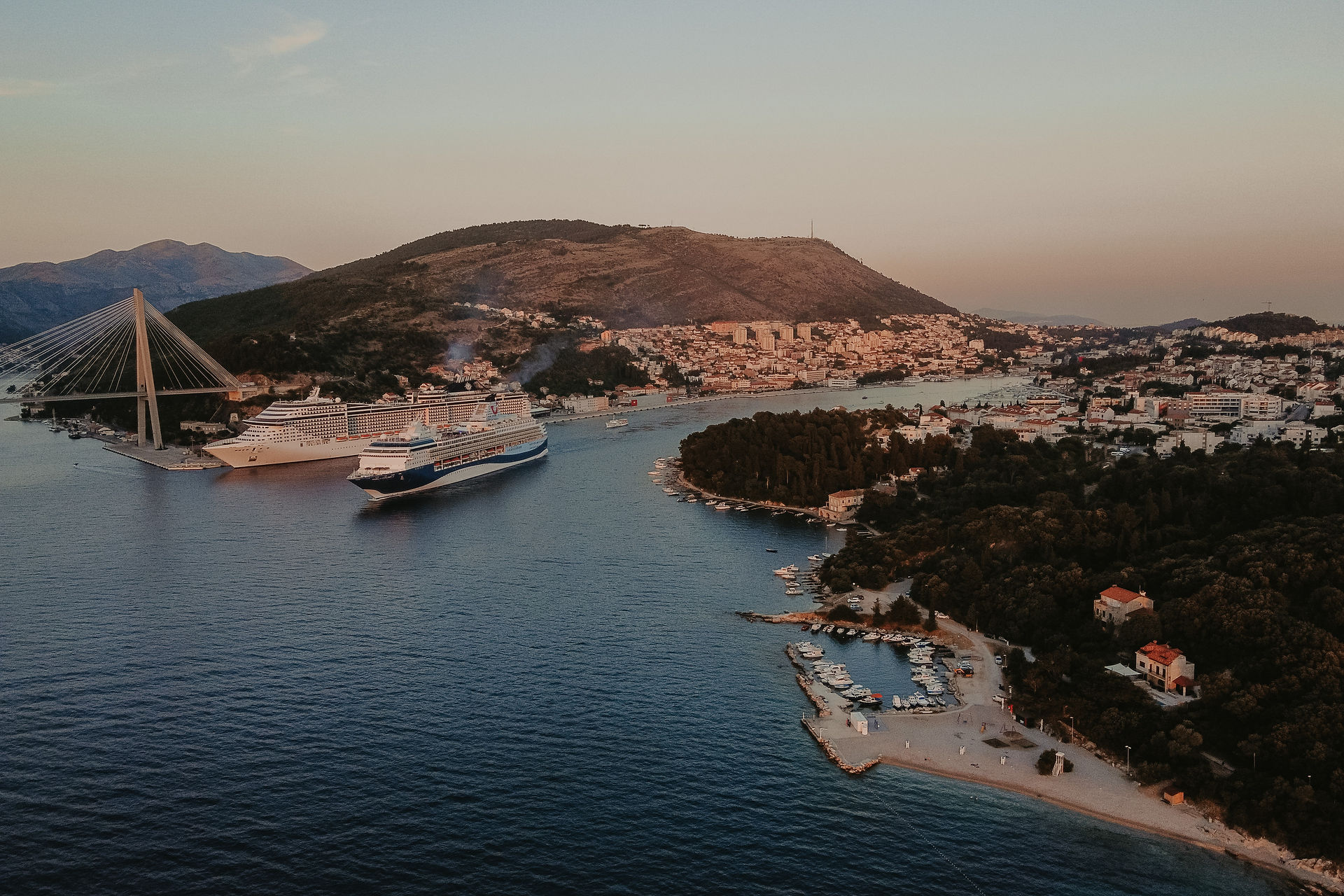 harbor at sunset