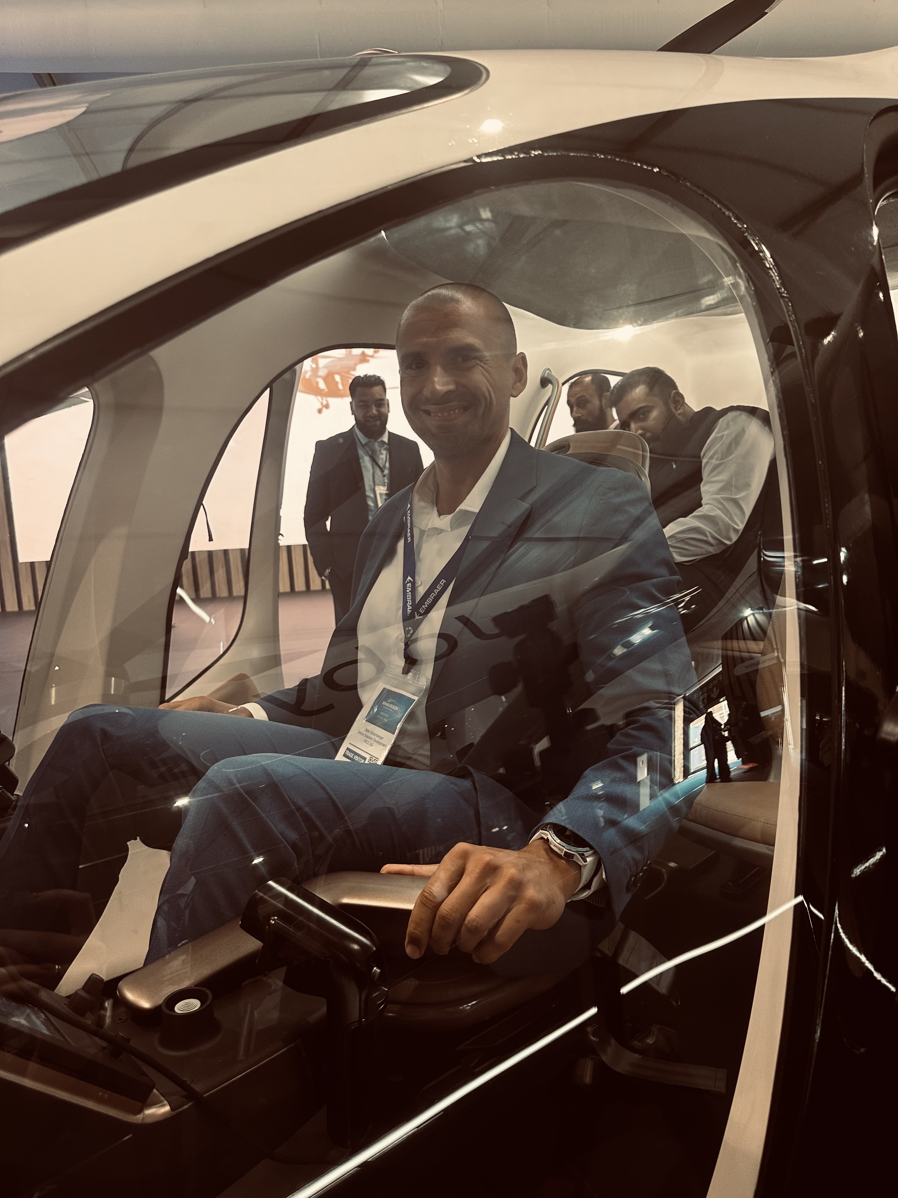 Seated in the Joby demonstrator aircraft at the Farnborough Airshow