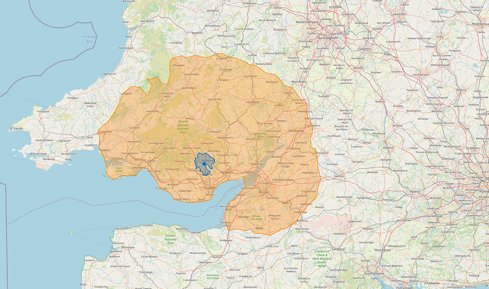 Map showing areas of cover