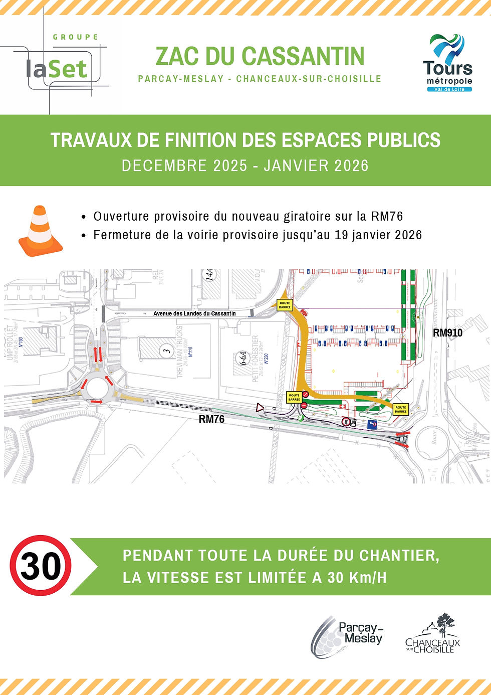 Travaux de finition des espaces publics - Zac du Cassantin