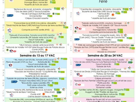 Restaurant scolaire Menus Avril 2026