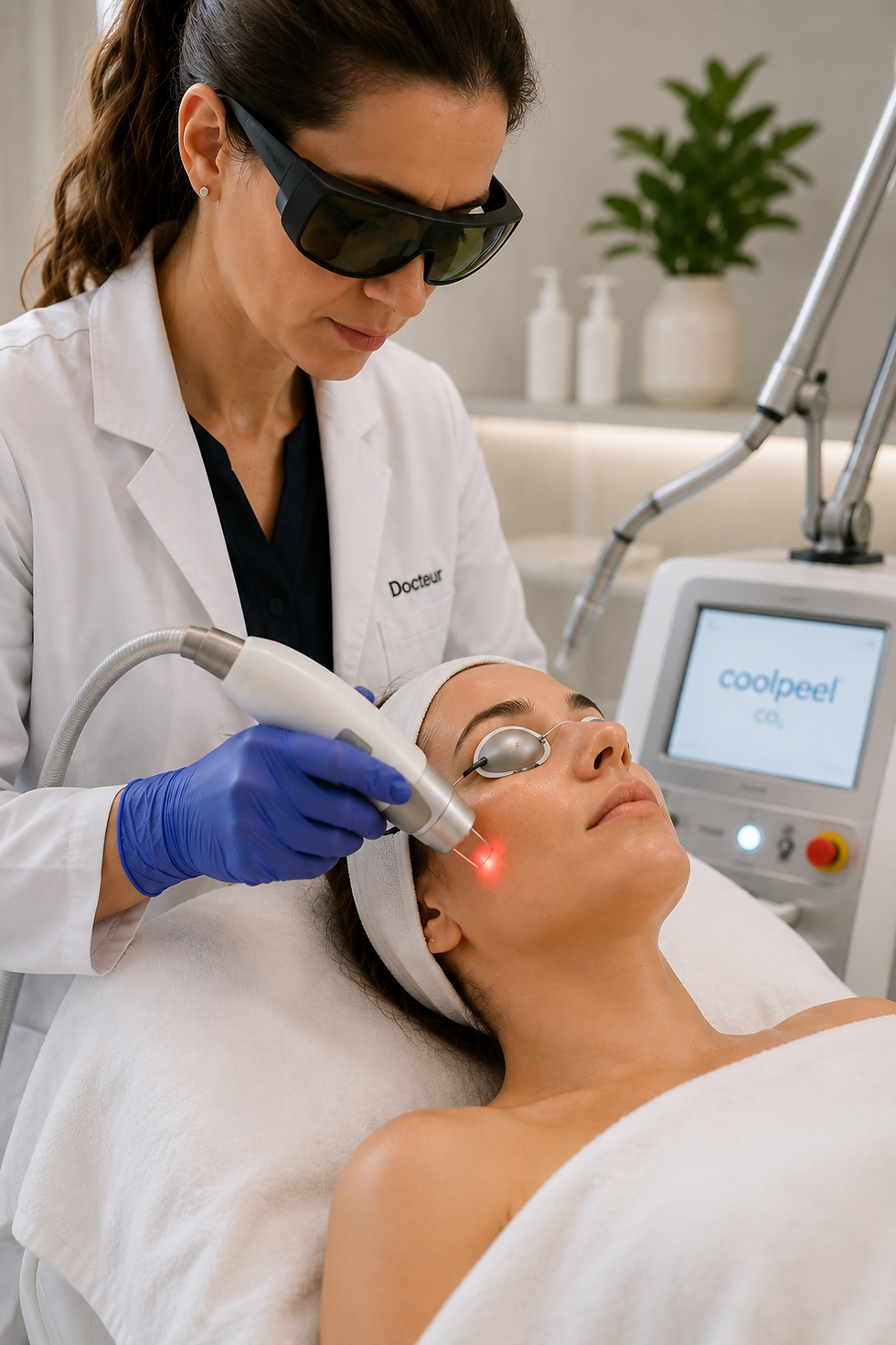 Médecin utilisant un laser.