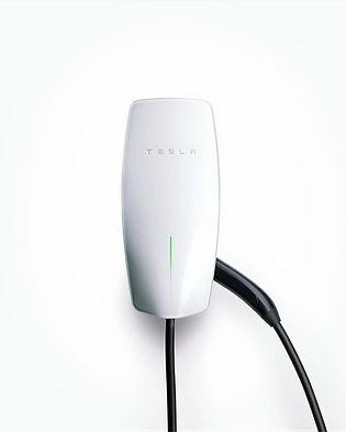 A Tesla Universal Wall Connector Level 2 EV charger professionally installed by a licensed electrician in Asheville, NC