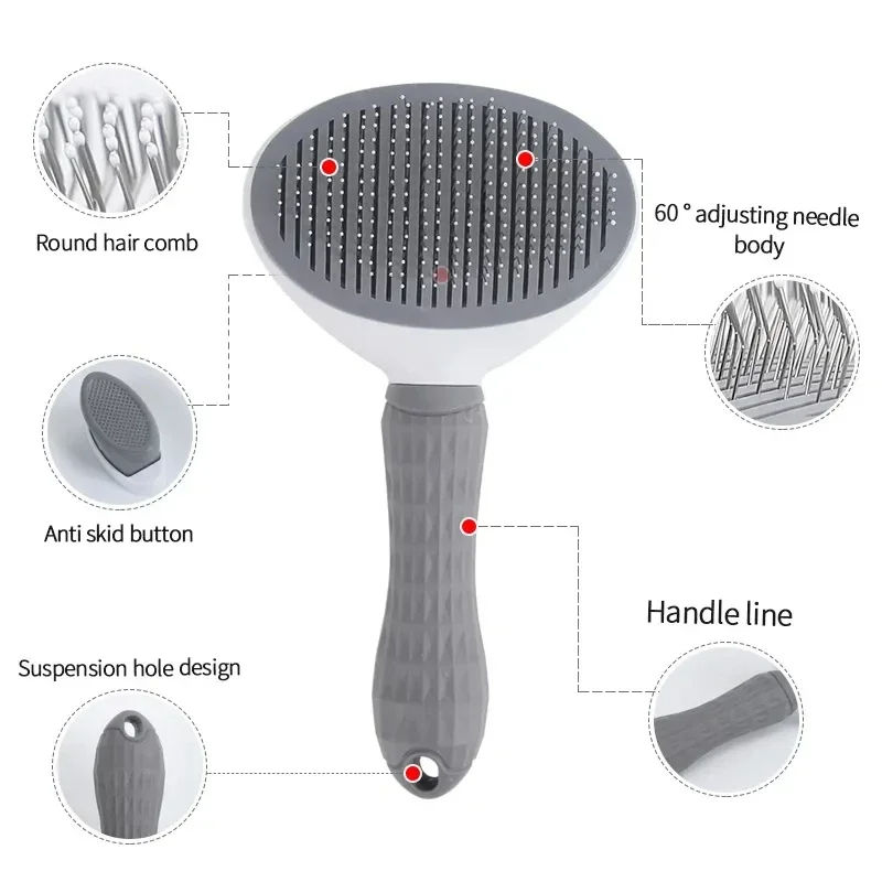 Thumbnail: Pet Dog Brush Cat Comb Self Cleaning Pet Hair Remover Brush For Dogs Cats Groomi