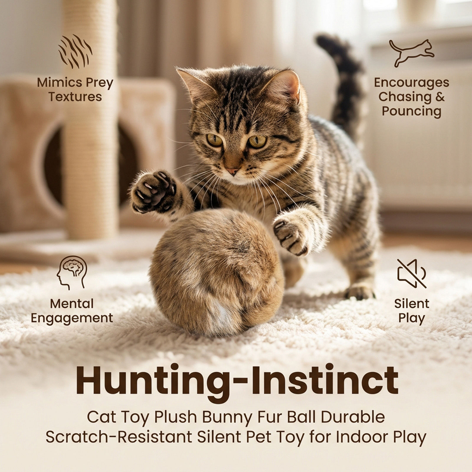 1/2/3/6pcs Rabbit Fur Ball Interactive Cat Toy Pet Product Containing Catnip Toy