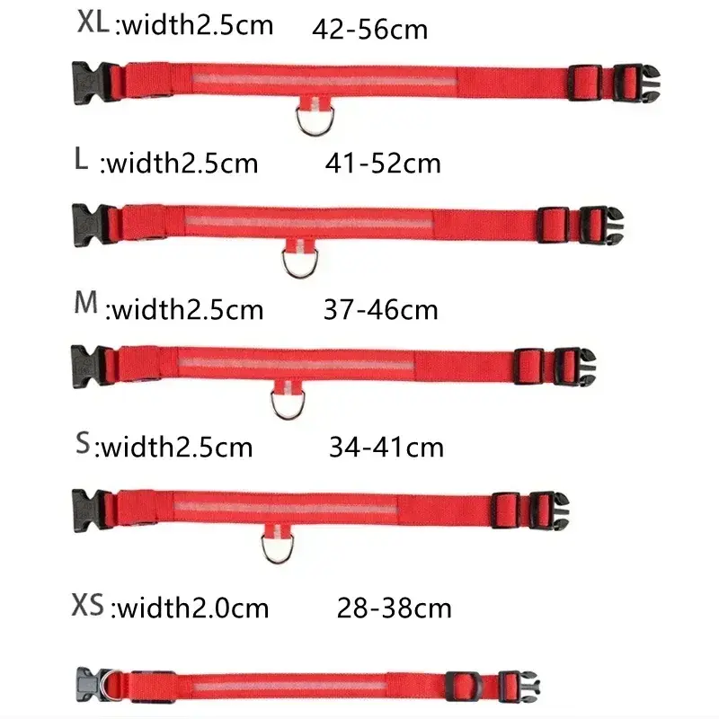 Thumbnail: LED Glowing Dog Collar Adjustable Flashing Rechargea Luminous Collar Night Anti-