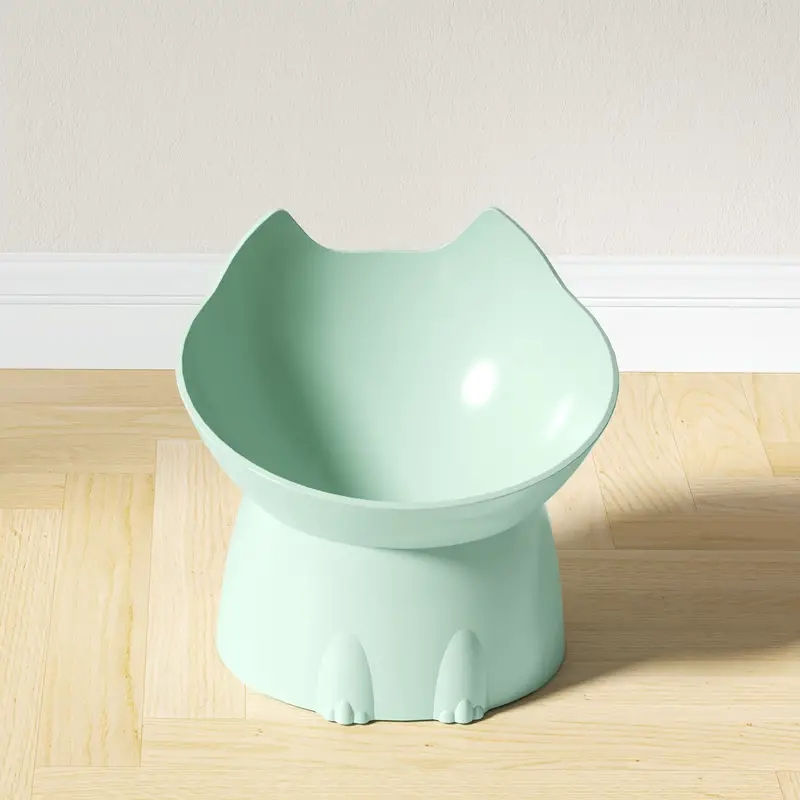 Thumbnail: 1pc WhiskerWare Elevated Cat Bowl, Anti-Tip Plastic Raised Pet Feeding Dish with