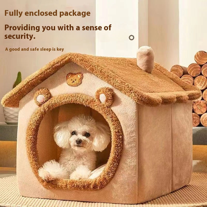 Thumbnail: All Season Dog House Style Bed - Removable Washable Pet Bed for Small Dogs Teddy