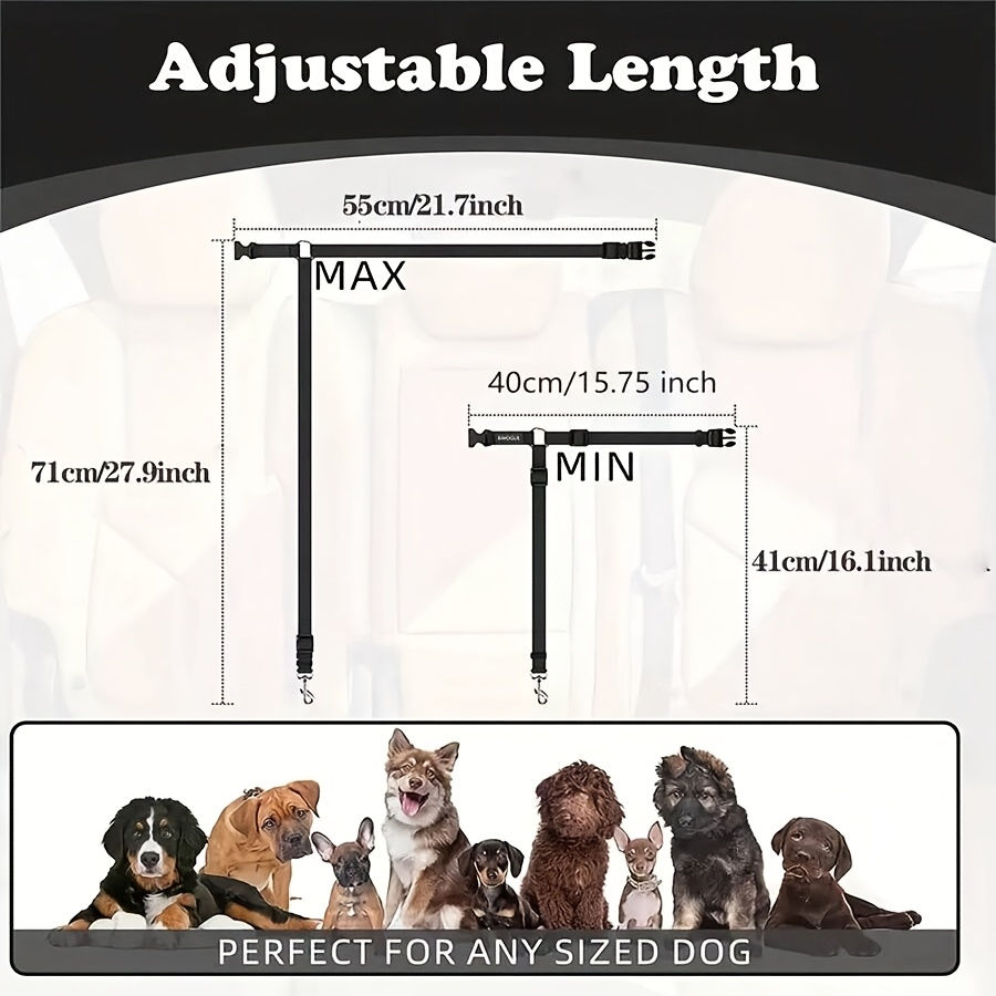 Thumbnail: Dog Seat Belt for Vehicle Secure, Pet Car Tether Safety Leash for Dogs In Vehicl