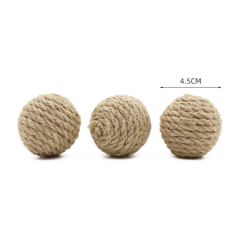 Thumbnail: 2pcs Pet Cat Hemp Rope Ball Rolling Interactive Hand-woven Cat Scratching Intera