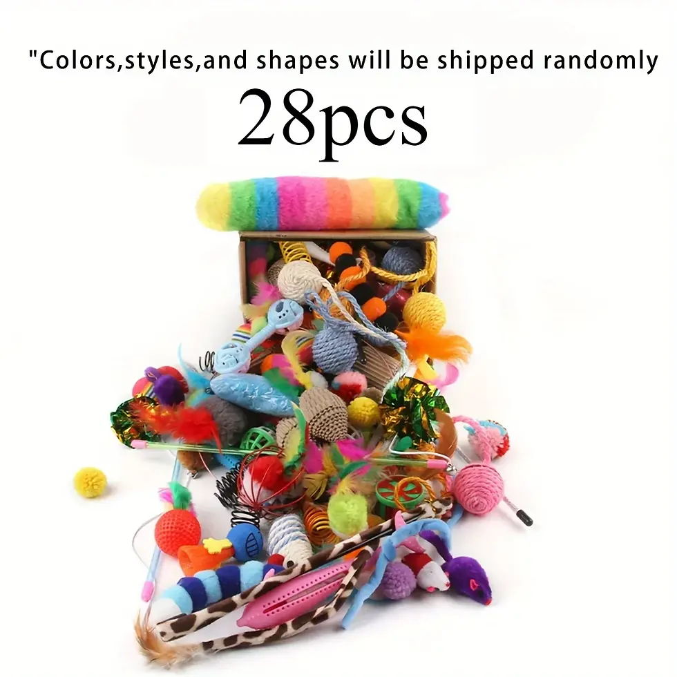 Thumbnail: 56pcs/28pcs/14pcs Cat Toys Mixed Pack. A Combination of Various Plastic Toys and