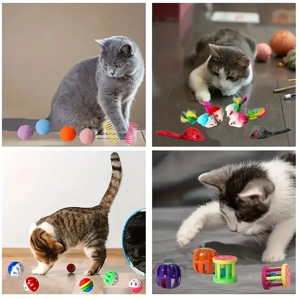 Thumbnail: 56pcs/28pcs/14pcs Cat Toys Mixed Pack. A Combination of Various Plastic Toys and