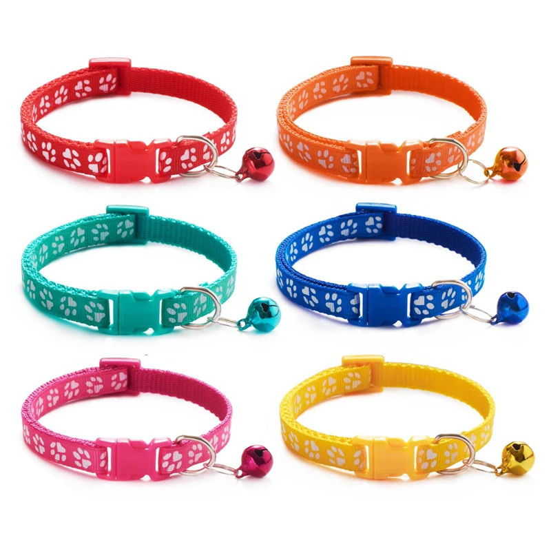Thumbnail: 1/6/18pcs Pet Collar With Bell Footprints Colorful Dog, Dog, Cat Accessories Cat