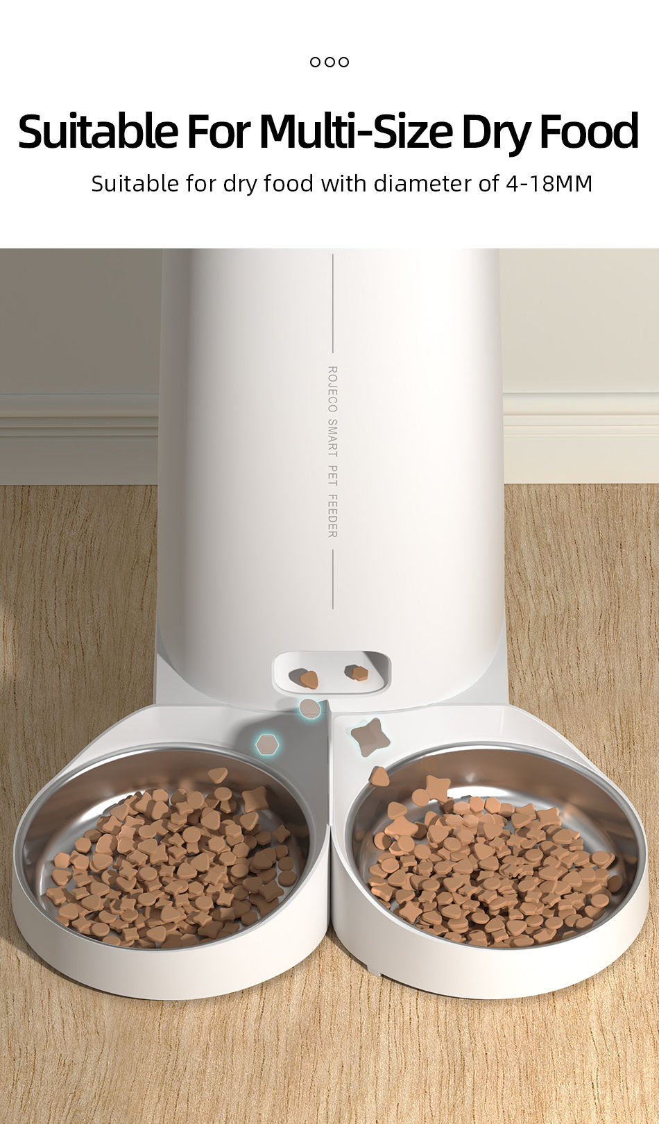 Thumbnail: ROJECO Automatic Cat Feeder Pet Smart Cat Food Kibble Dispenser Remote Control A