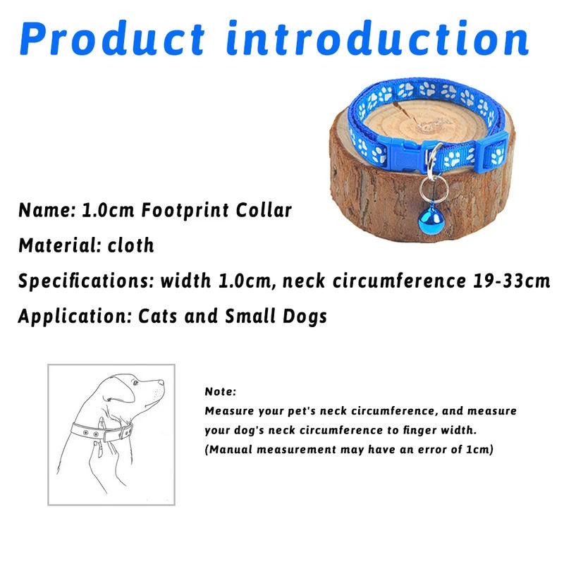 Thumbnail: 1/6/18pcs Pet Collar With Bell Footprints Colorful Dog, Dog, Cat Accessories Cat