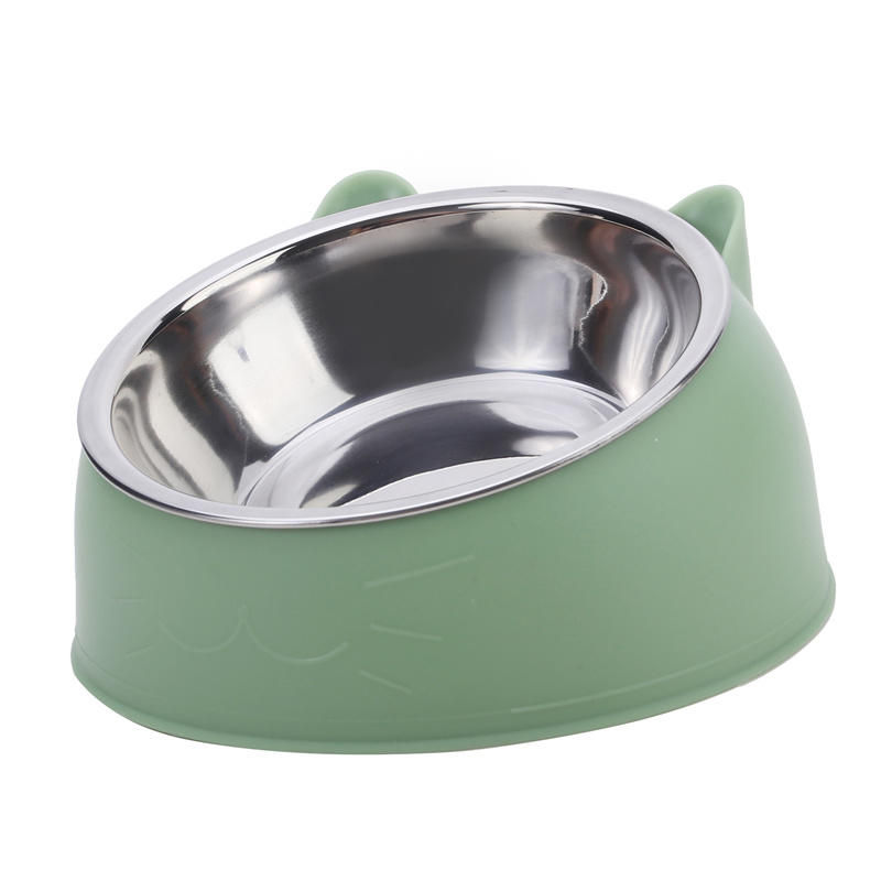 Thumbnail: 1/2/5pcs Cat Bowl Creative Inclined Kitten Puppy Food Feeding Bowls Stainless St