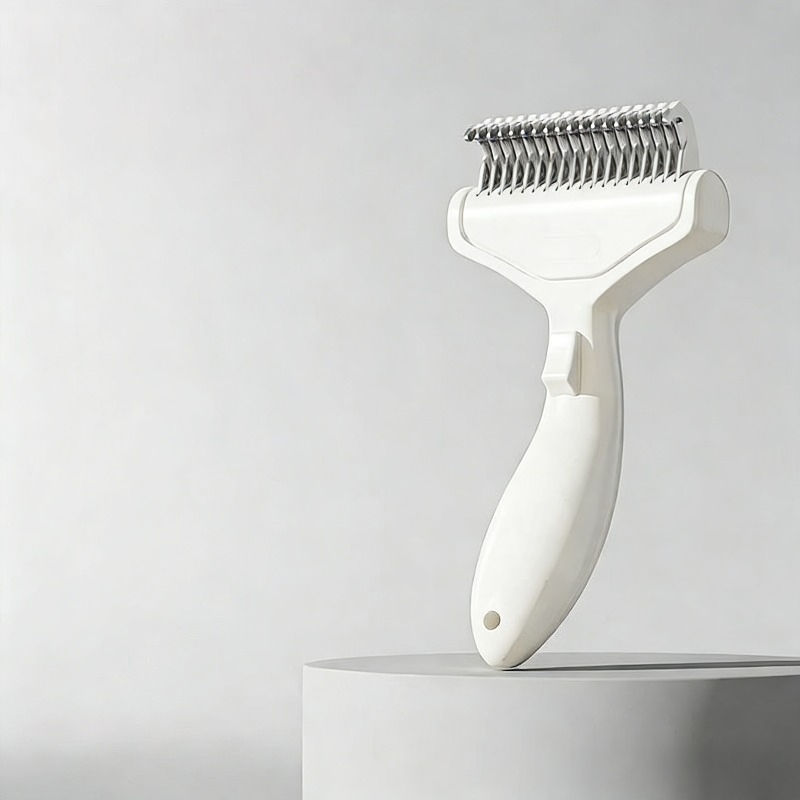 Thumbnail: Pet Hair Removal Comb Curved Stainless Steel Teeth for Dogs Cats Detangling Brus