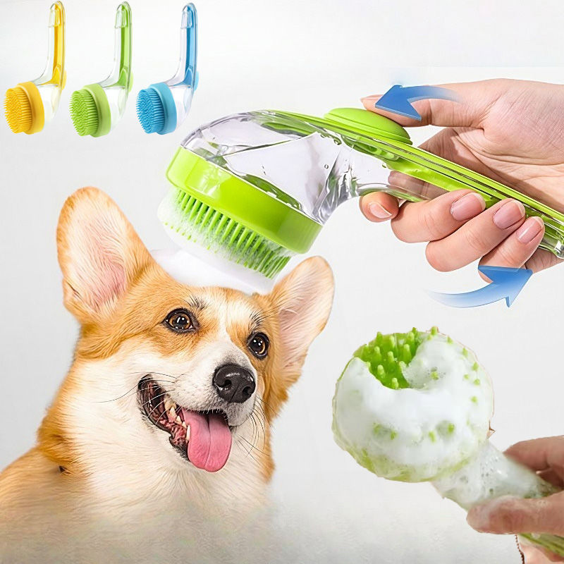 Pet Bathing Brush Long Handle Dog Cleaning Brush Soft Silicone Pet Grooming Comb