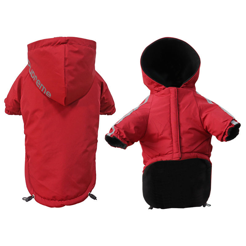 Thumbnail: Autumn Winter Pet Dog Waterproof Warm Coat Cotton Hooded Jacket The Dog Face Sma