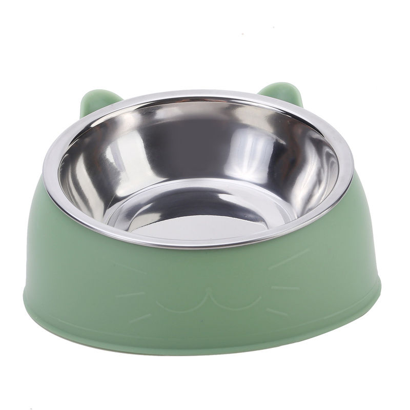 Thumbnail: 1/2/5pcs Cat Bowl Creative Inclined Kitten Puppy Food Feeding Bowls Stainless St