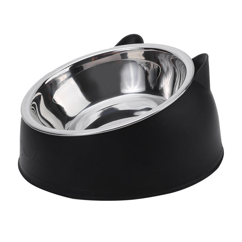 Thumbnail: 1/2/5pcs Cat Bowl Creative Inclined Kitten Puppy Food Feeding Bowls Stainless St