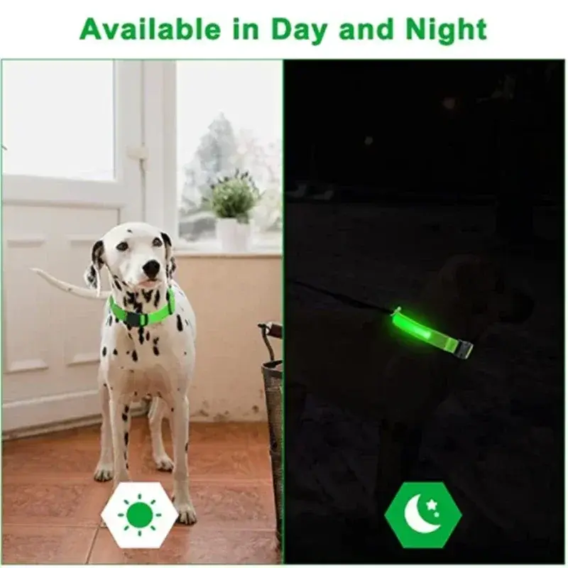 Thumbnail: LED Glowing Dog Collar Adjustable Flashing Rechargea Luminous Collar Night Anti-