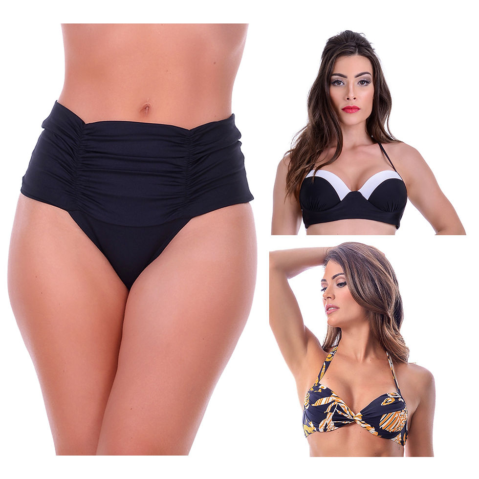 Kit 3 Peças Biquíni Liso e Estampado