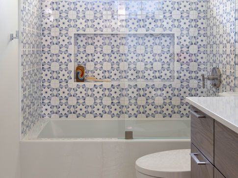 Lucas Valley San Rafael powder room interior design by Janzen Design Marin County