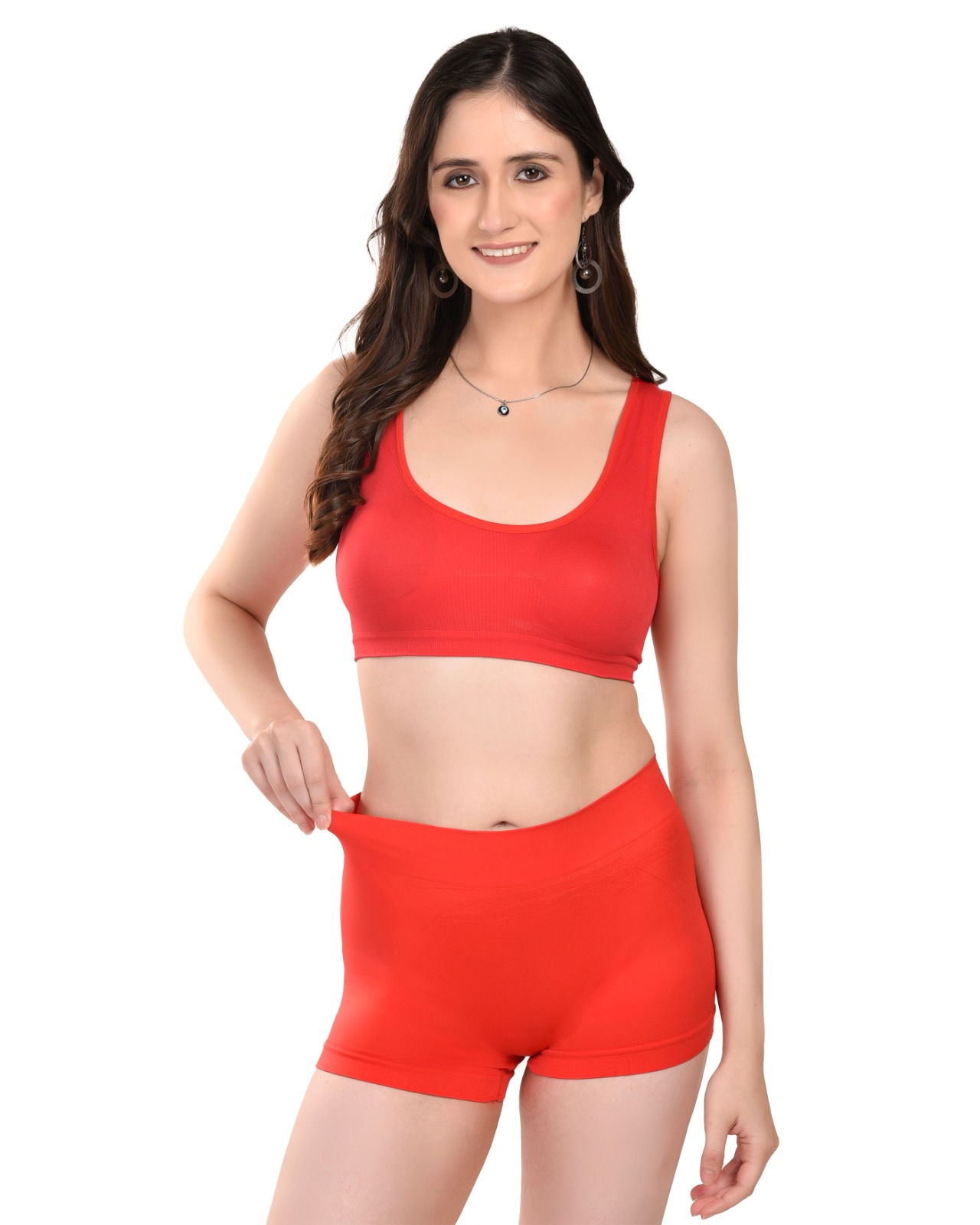 Women's Seamless Crop Bra - Red