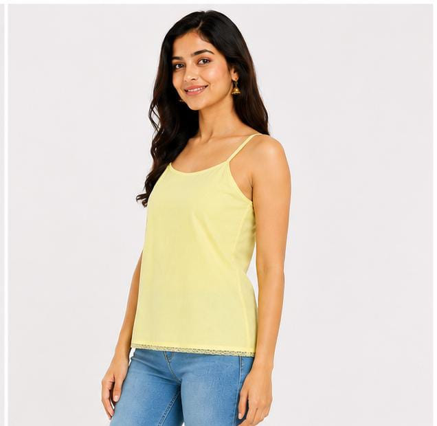 Thumbnail: Women Camisole/ Spaghetti Strap Top Light Yellow, Solid Plain, Casual Wear