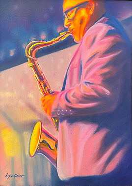Oils painting Jazz Man