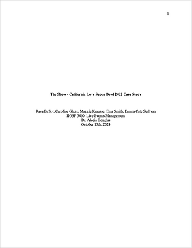 The front cover of the Super Bowl Case Study