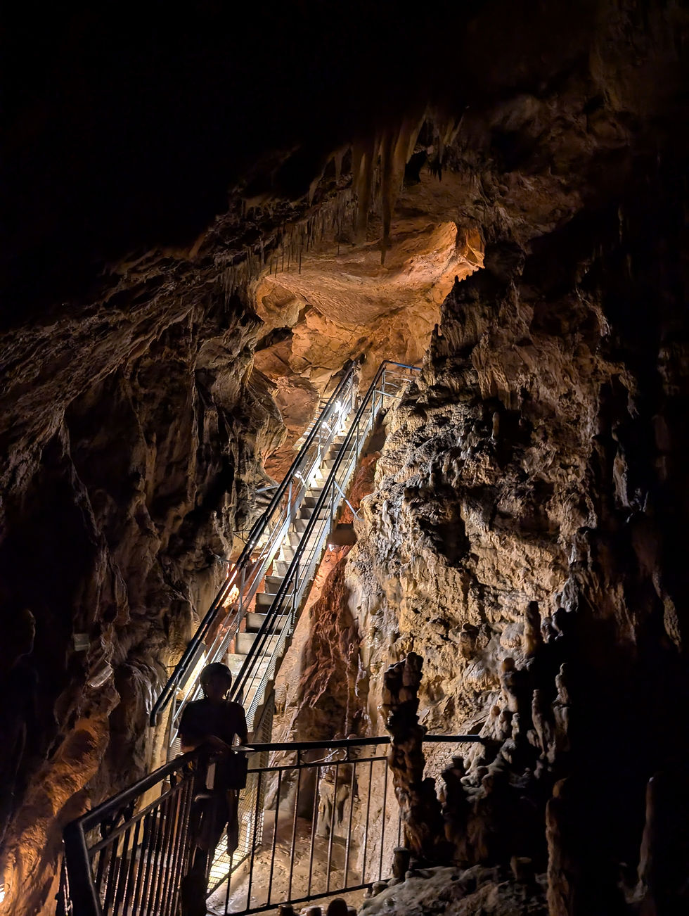 steep staircase inside of a cave