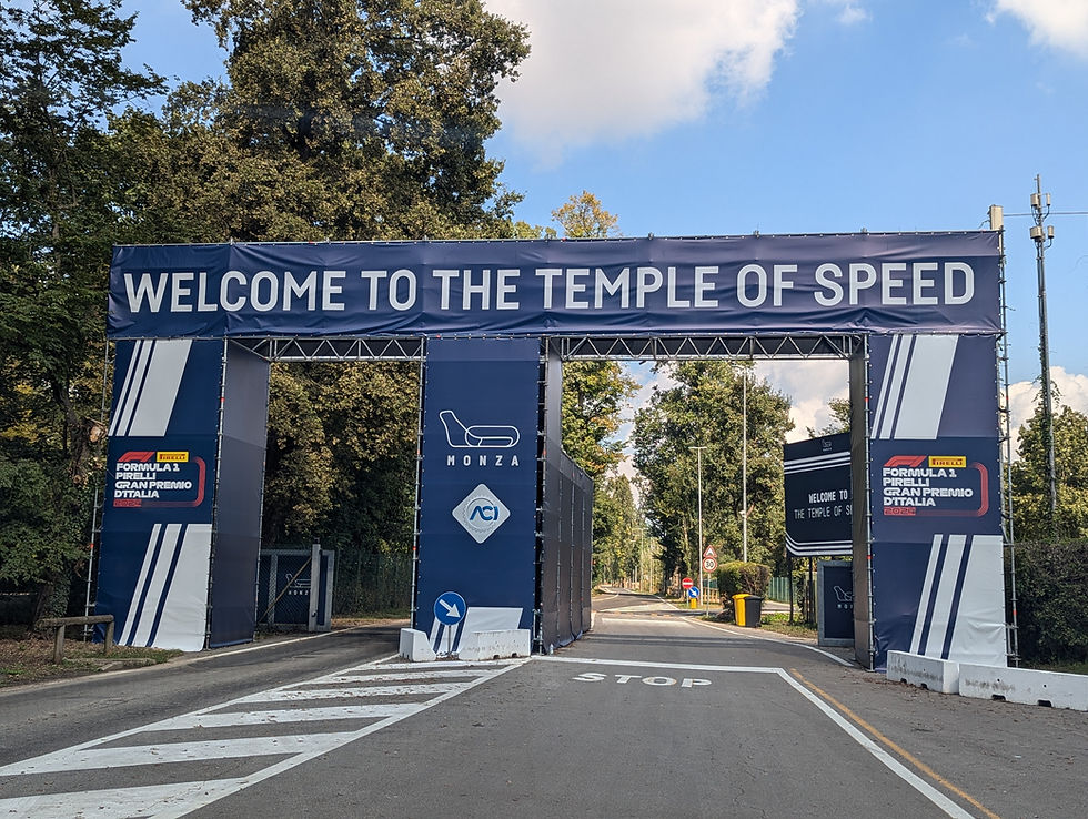 welcome to the temple of speed sign