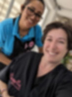 woman shows off new haircut