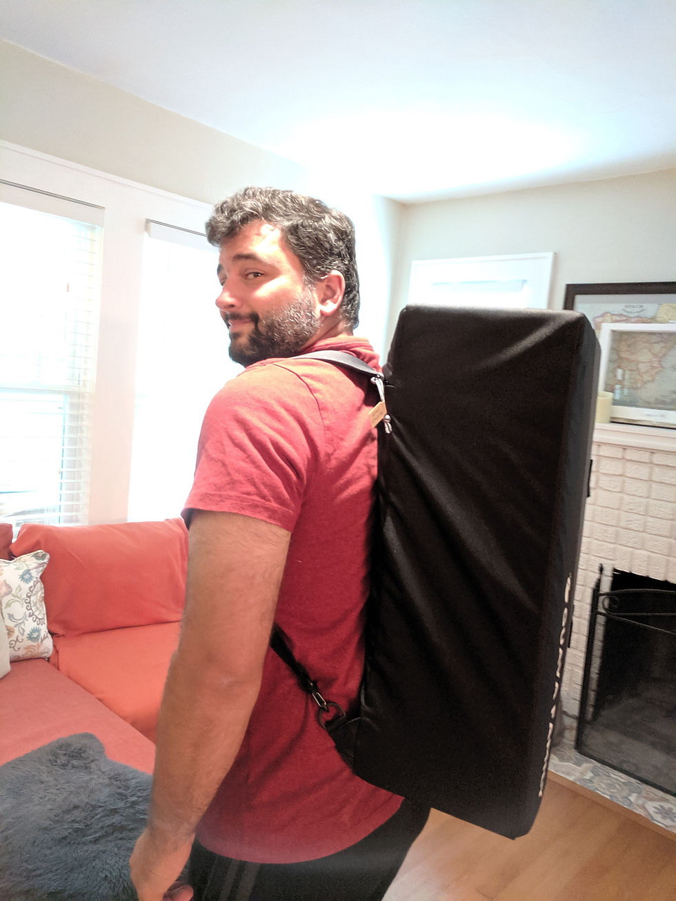man with rectangular backpack